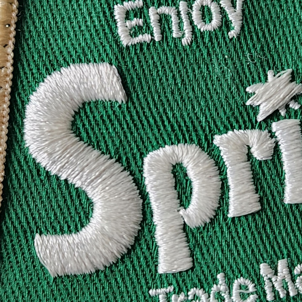 Vintage Enjoy Sprite Patch Green White Square Logo Trade Mark Registered Used - Picture 2 of 7